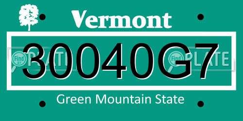 30040G7 Vermont License Plate