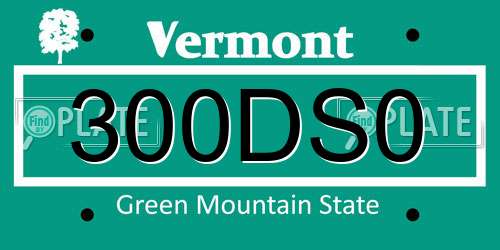 300DS0 Vermont License Plate