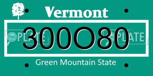 300O80 Vermont License Plate
