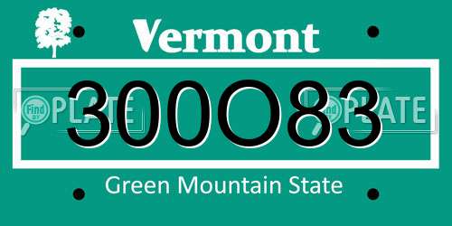 300O83 Vermont License Plate