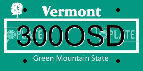 300OSD Vermont License Plate