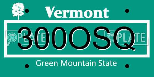 300OSQ Vermont License Plate