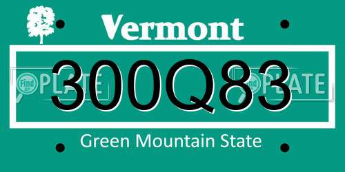 300Q83 Vermont License Plate