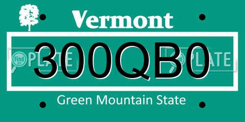 300QB0 Vermont License Plate