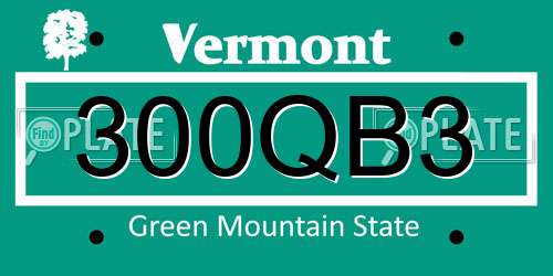300QB3 Vermont License Plate
