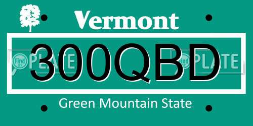 300QBD Vermont License Plate