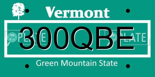 300QBE Vermont License Plate