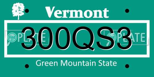 300QS3 Vermont License Plate