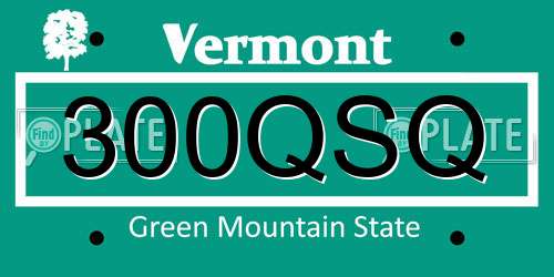 300QSQ Vermont License Plate