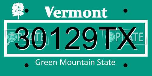 30129TX Vermont License Plate