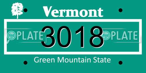 3018 Vermont License Plate