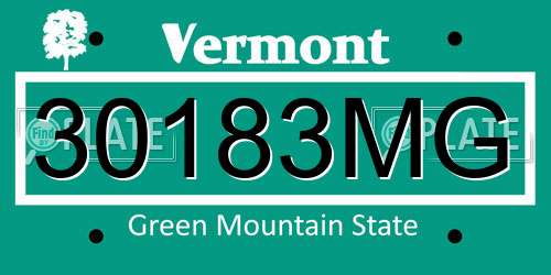 30183MG Vermont License Plate