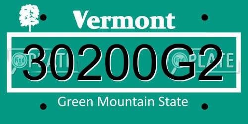 30200G2 Vermont License Plate