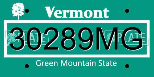 30289MG Vermont License Plate