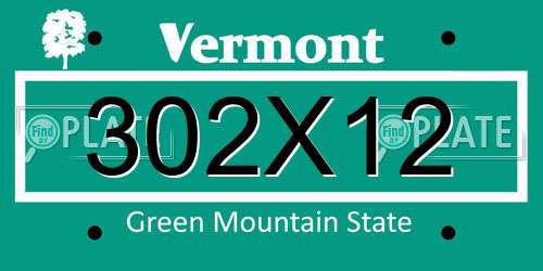 302X12 Vermont License Plate