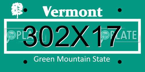 302X17 Vermont License Plate