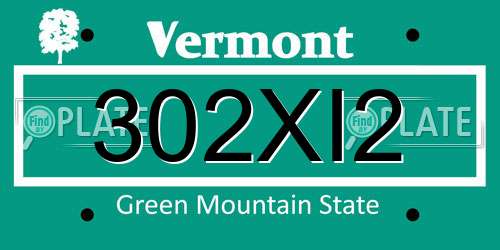 302XI2 Vermont License Plate