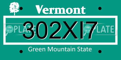 302XI7 Vermont License Plate