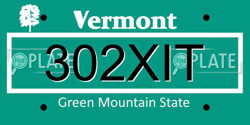 302XIT Vermont License Plate