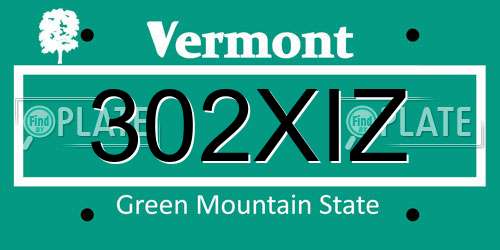 302XIZ Vermont License Plate