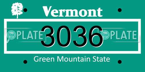 3036 Vermont License Plate