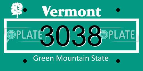 3038 Vermont License Plate