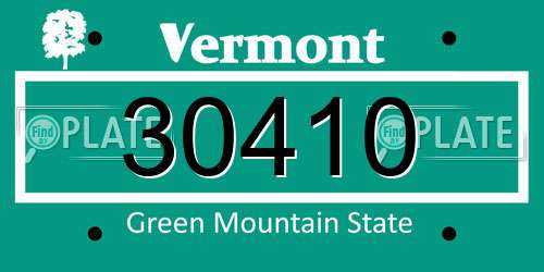 30410 Vermont License Plate