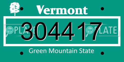 304417 Vermont License Plate