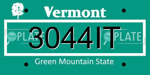 3044IT Vermont License Plate