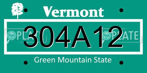 304A12 Vermont License Plate