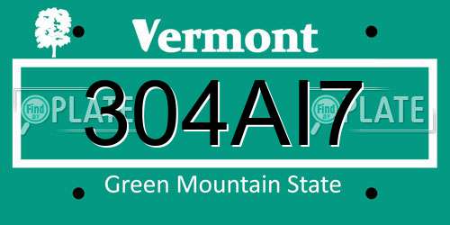 304AI7 Vermont License Plate
