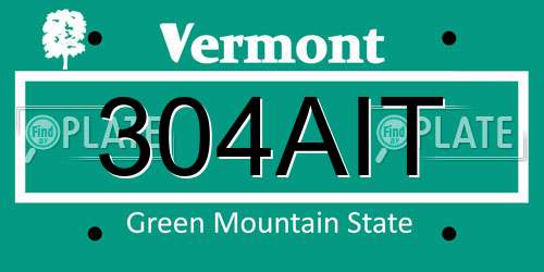 304AIT Vermont License Plate