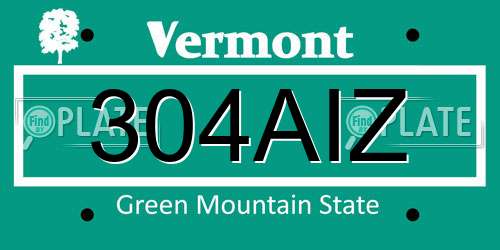 304AIZ Vermont License Plate