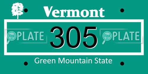 305 Vermont License Plate
