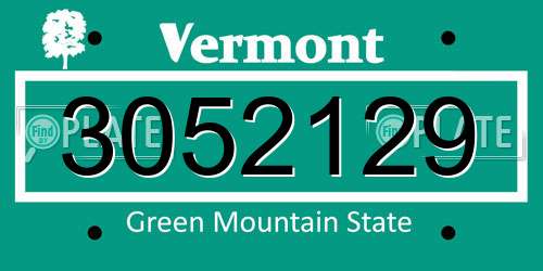 3052129 Vermont License Plate