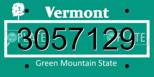 3057129 Vermont License Plate