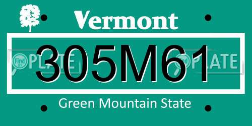 305M61 Vermont License Plate