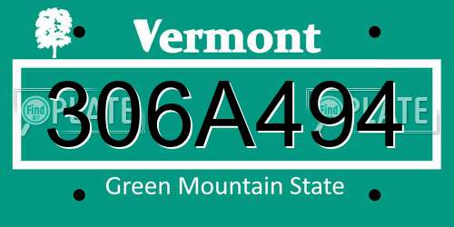 306A494 Vermont License Plate