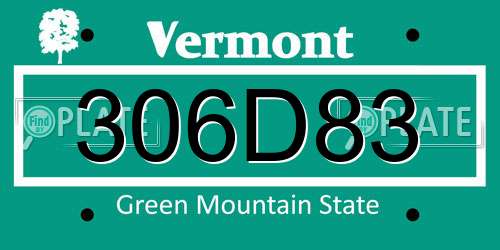 306D83 Vermont License Plate