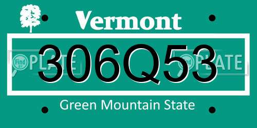 306Q53 Vermont License Plate