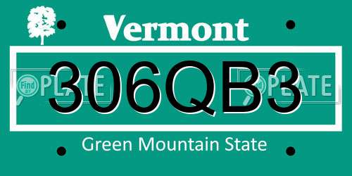 306QB3 Vermont License Plate
