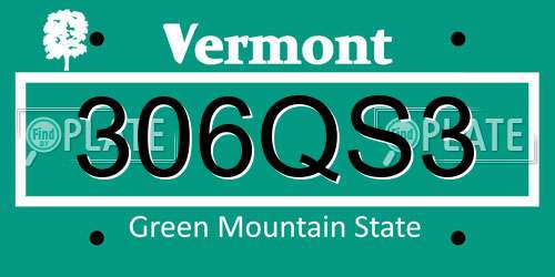 306QS3 Vermont License Plate