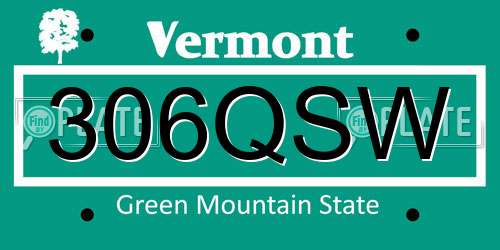 306QSW Vermont License Plate
