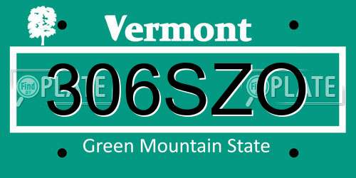 306SZO Vermont License Plate