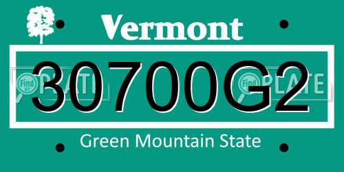 30700G2 Vermont License Plate
