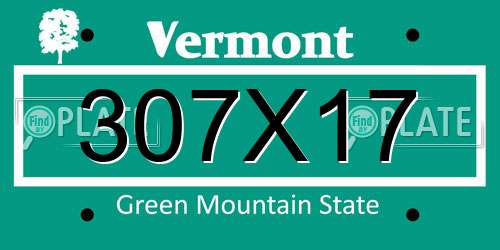 307X17 Vermont License Plate