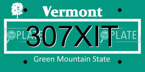 307XIT Vermont License Plate