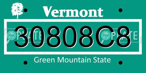 30808C8 Vermont License Plate