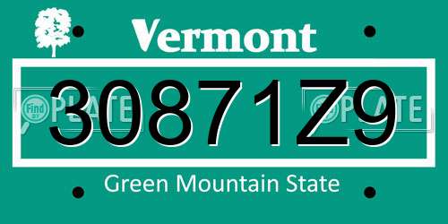 30871Z9 Vermont License Plate