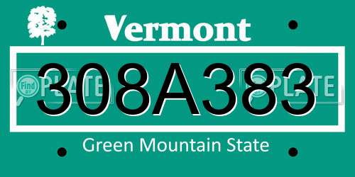 308A383 Vermont License Plate